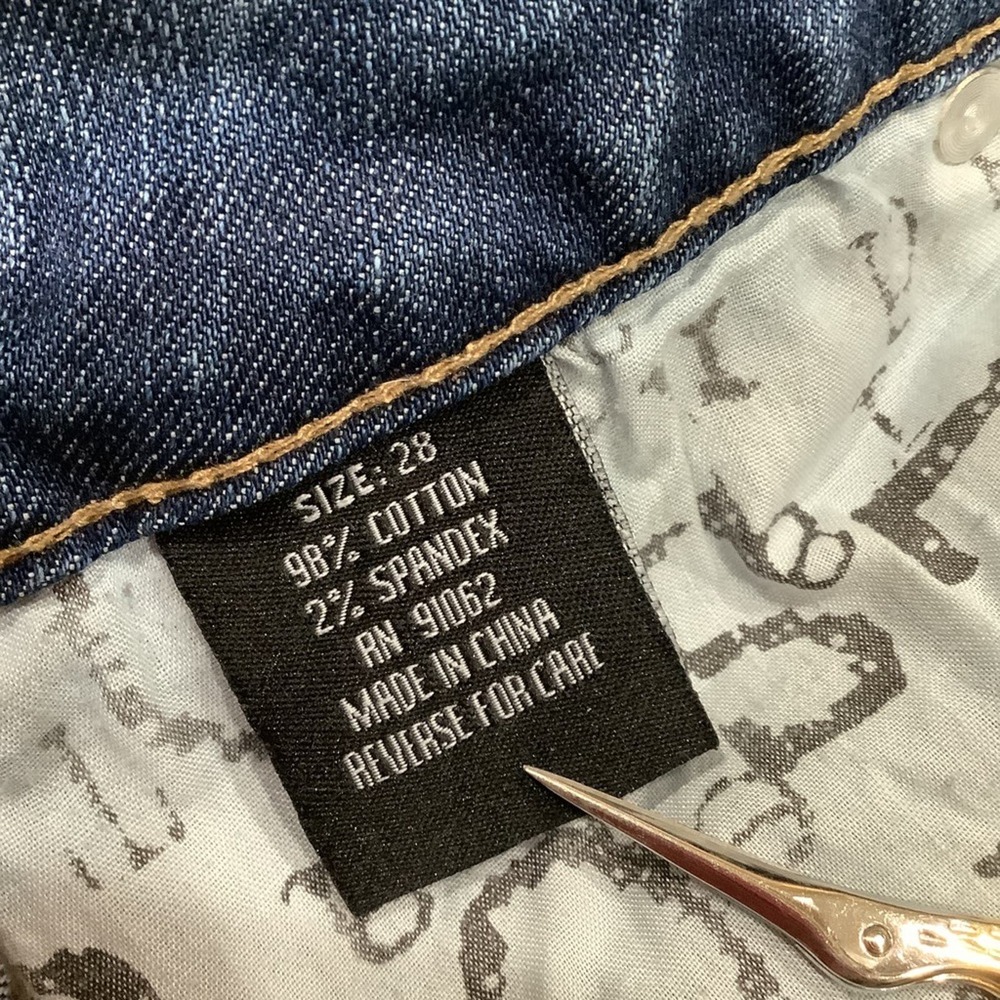 Standards & Practices Ripped Straight Leg Jeans Medium Wash Distressed Crinkle - Picture 13 of 16